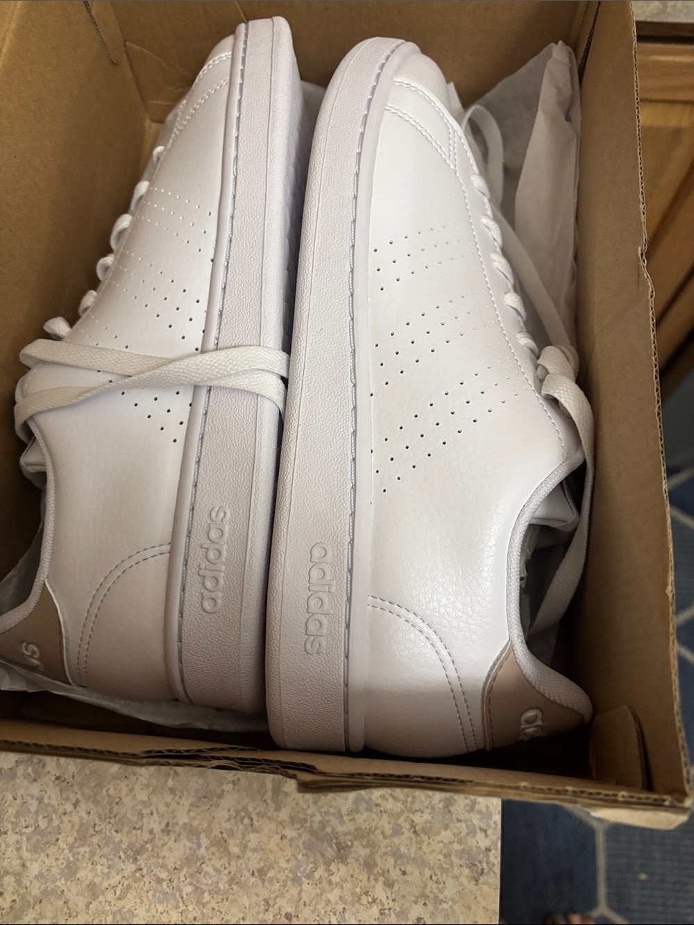 adidas White Low-Top Leather Sneakers